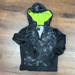 Black and Neon Green Hooded Sweatshirt